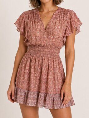 INTERMIX Chloe Floral Silk Mini Dress Red Size 8‎